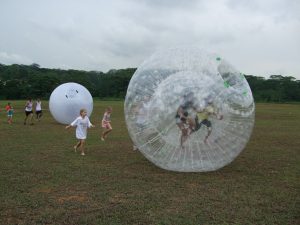 Bubble ball 'Land ZOVB' roll downs at Old Holland Road