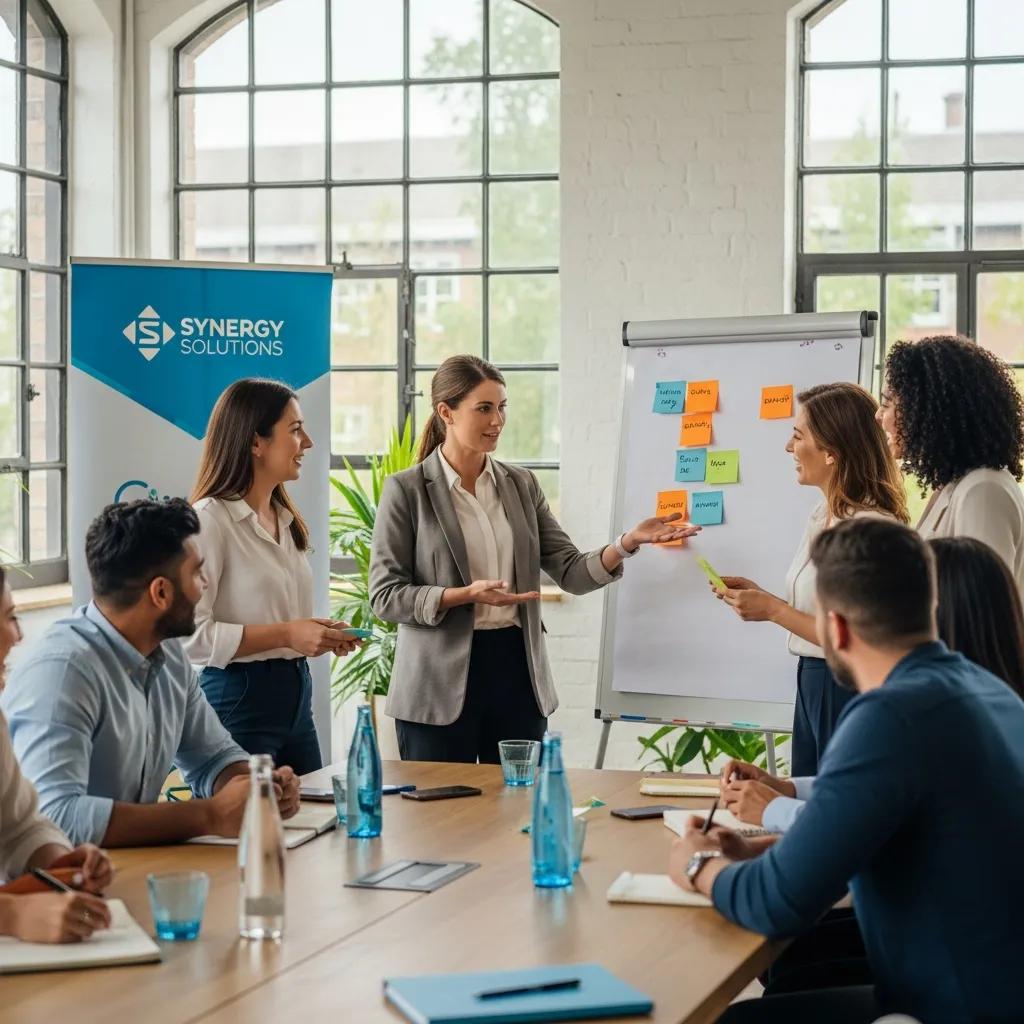 Skilled facilitator enhancing team engagement during a corporate team building activity