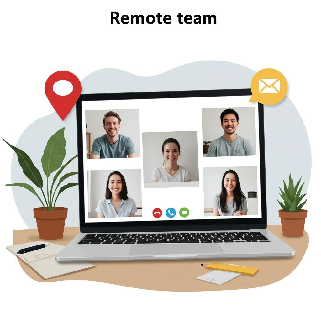 Remote team members collaborating via video call, highlighting best practices for hybrid communication