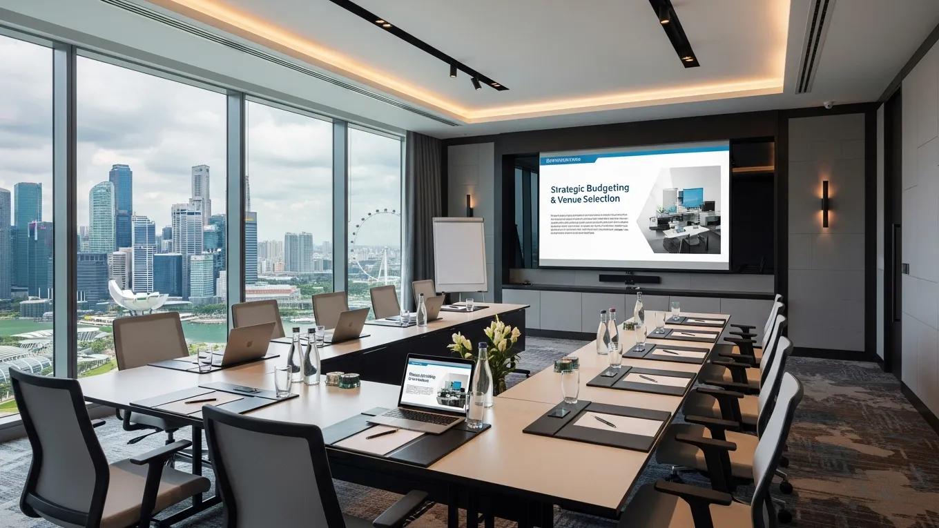 Elegant corporate retreat venue in Singapore with modern amenities and city skyline view