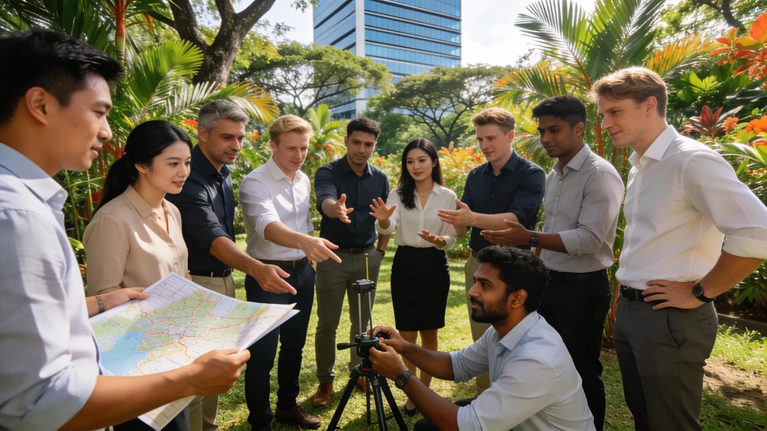 Corporate team building activity outdoors in Singapore enhancing collaboration and communication