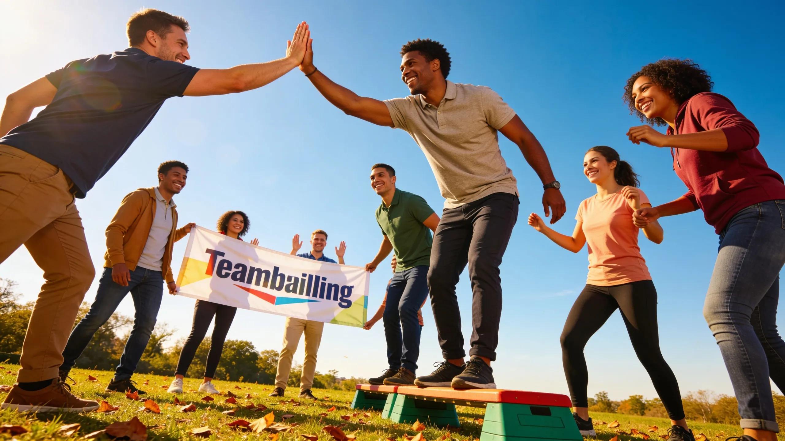 Diverse employees engaging in dynamic team-building activities during a corporate wellness program in Singapore